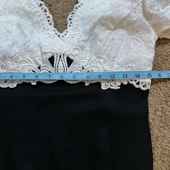 Vintage Jessica McClintock Evening Gown Black and White Lace - Picture 10 of 13